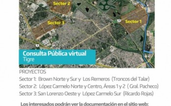 Se encuentra abierta la consulta pública virtual por obras de saneamiento de la cuenta Reconquista en Tigre