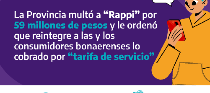 La Provincia multó a Rappi y ordenó que reintegre lo cobrado por «tarifa de servicio»