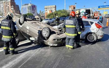Vicente López: tres heridos en un choque y vuelco sobre la avenida General Paz