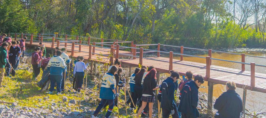 Estudiantes limpiaron la costa del río Luján en el EcoParque de San Fernando